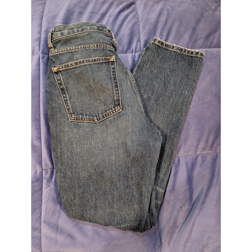 Everlane The Cheeky Jean Blue Distressed High Rise Straight Leg - Size 27R